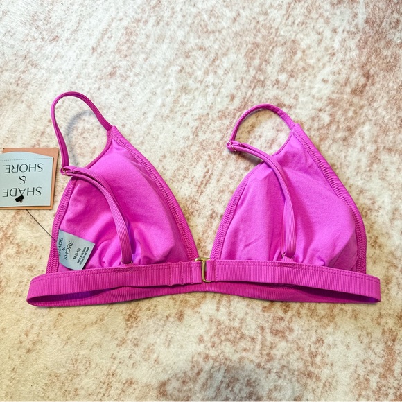 Shade & Shore Ribbed Pink Triangle Bikini Top Adjustable Size M - Picture 2 of 4